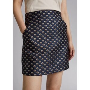 & Other Stories Navy Jacquard Aline Mini Skirt Pockets - 12